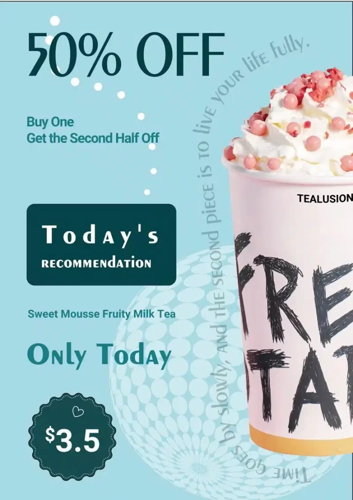 Poster design for Sweet Mousse Fruity Milk Tea.