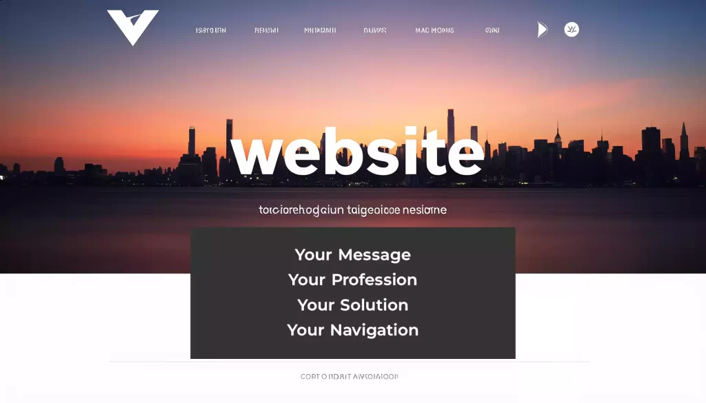網站首頁設計草圖,上面標示著 Your Message、Your Profession、Your Solution、Your Navigation 四句標語